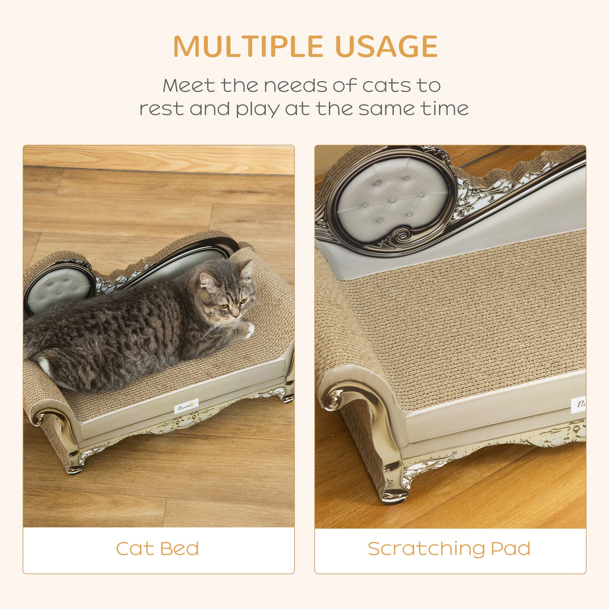 Cat Corrugated Paper Scratching Bed Pad Board Toy Pet Aosom UK