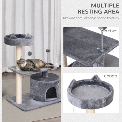 3 Tier Cat Scratching Post With Sisal Rope Play Toys