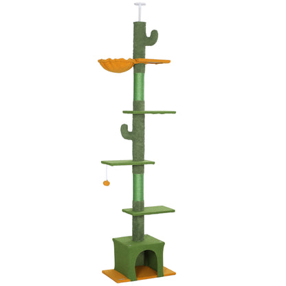 Floor To Ceiling Adjustable Cat Tree With Scratching Posts