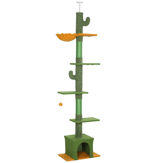 Floor To Ceiling Adjustable Cat Tree With Scratching Posts
