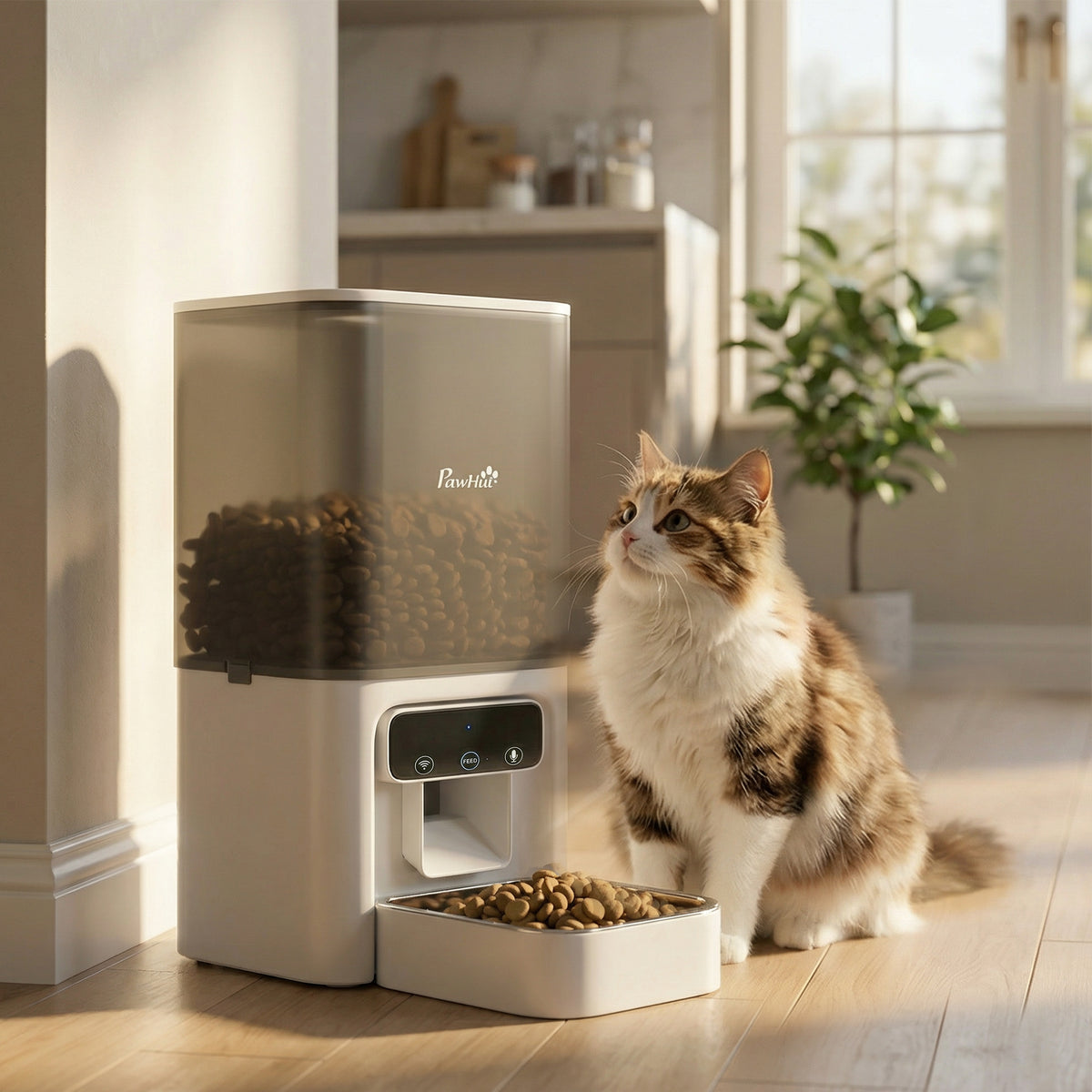 PawHut Automatic Cat Feeder, 4.5L WiFi Cat Food Dispenser with Timer, Programmable 1-10 Meals, Auto Pet Feeder PawHut