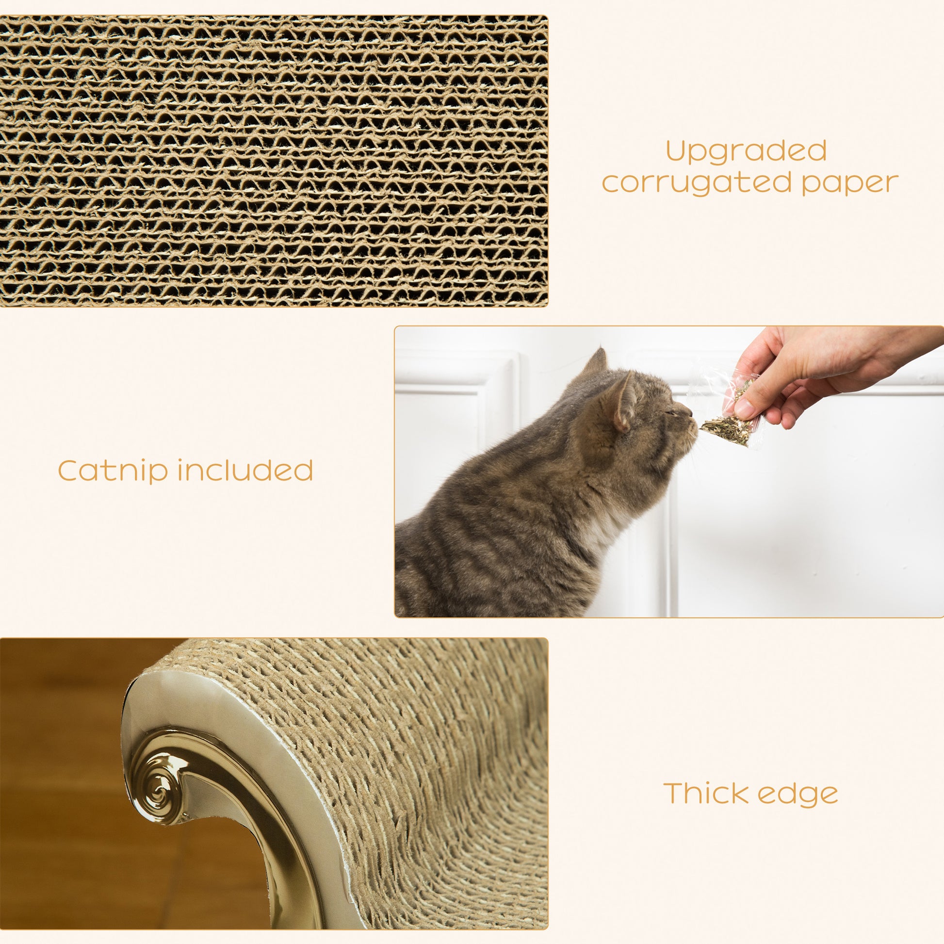 Cat Corrugated Paper Scratching Bed Pad Board Toy Pet Aosom UK