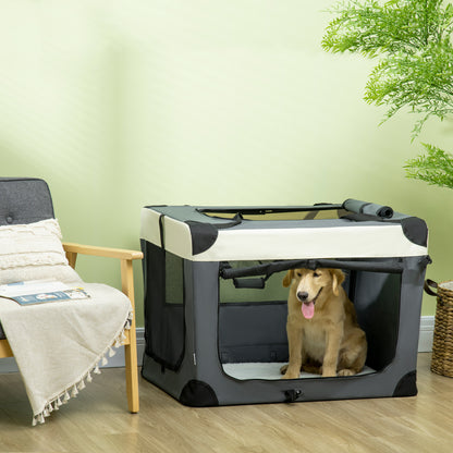 91Cm Foldable Pet Carrier With Cushion For Large Dogs Aosom UK
