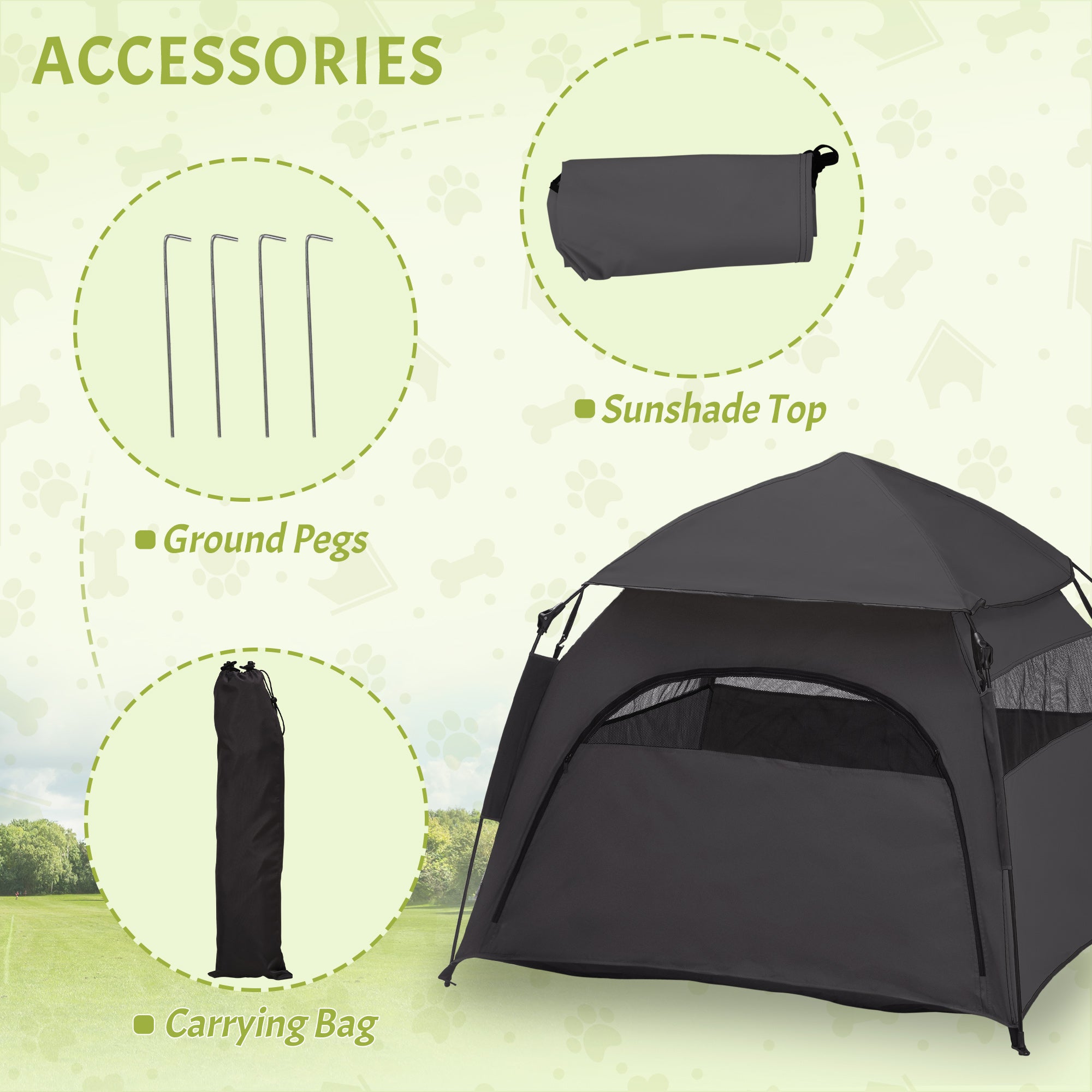 Foldable Dog Cat Tent with Waterproof Oxford, Carry Bag for Extra Large Dog, Charcoal Grey