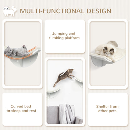 Wall Mounted Wood Cat Shelves Curved Kitten Bed Climber Aosom UK