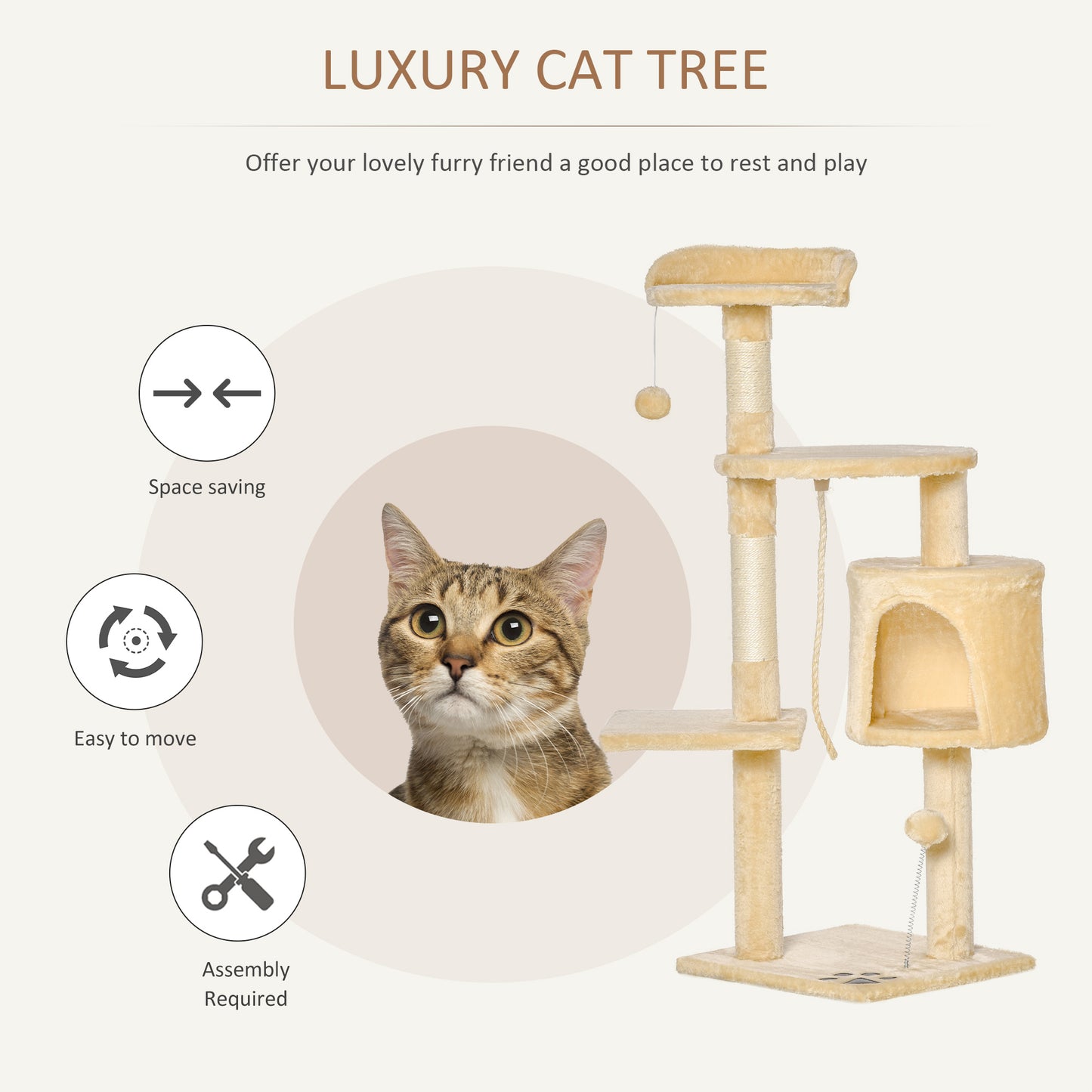 Cat Tree House Multi Level Activity Centre With Scratching Aosom UK