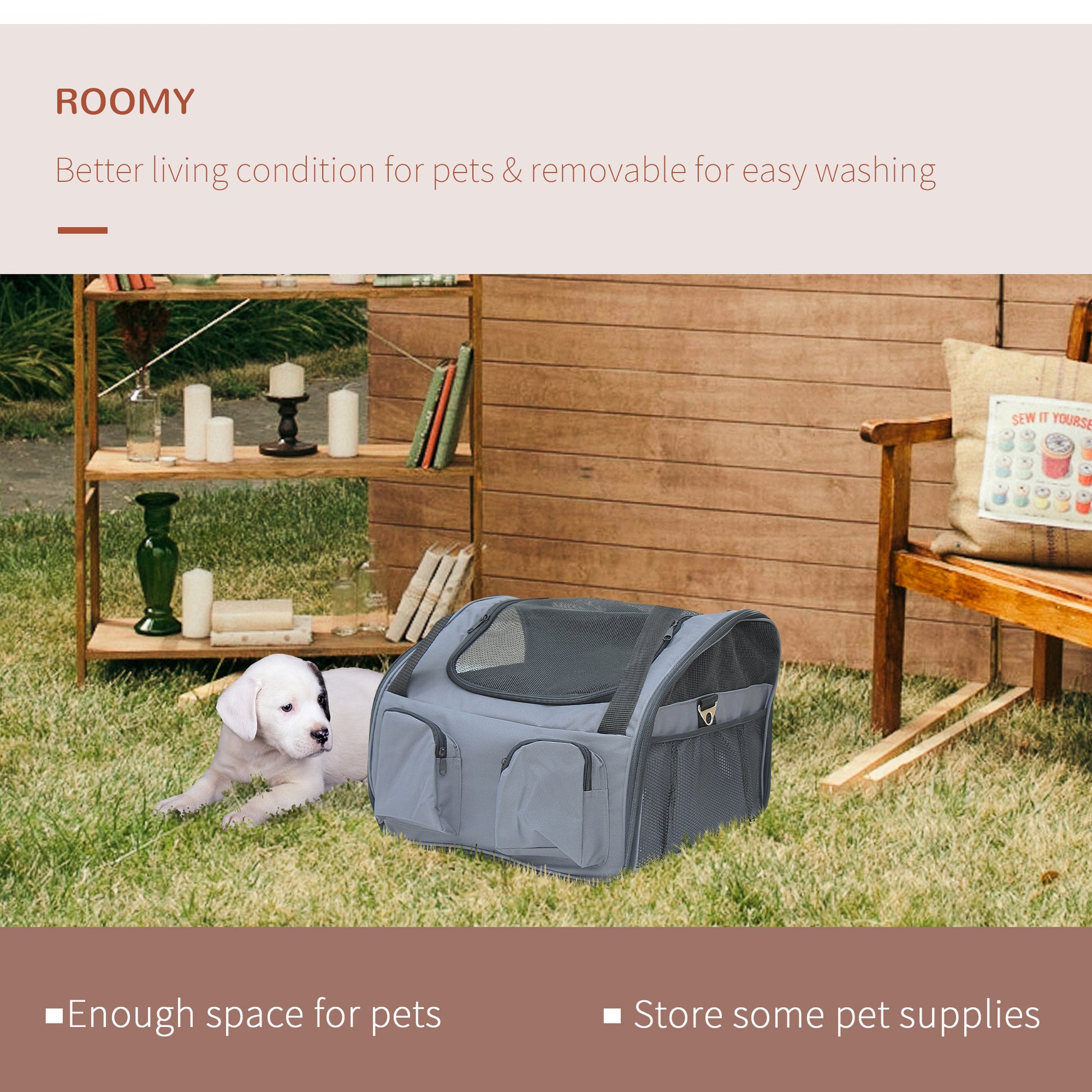 Portable Pet Carrier Cat And Dog Travel Bag With Mesh Aosom UK