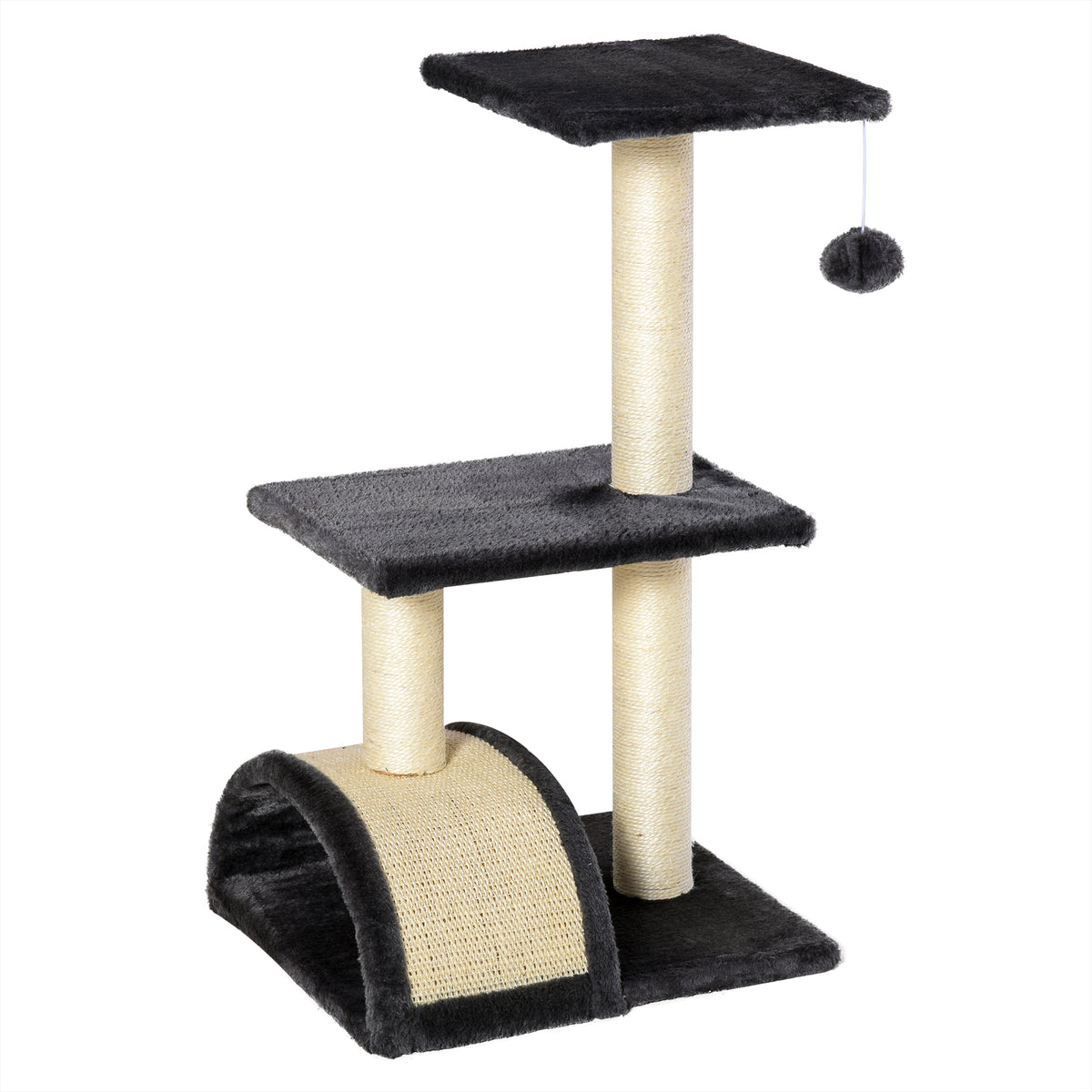 PawHut Cat Tree Tower with Scratching Post, Curved Scratching Pad & Plush Perches Cat Tree PawHut Default Title