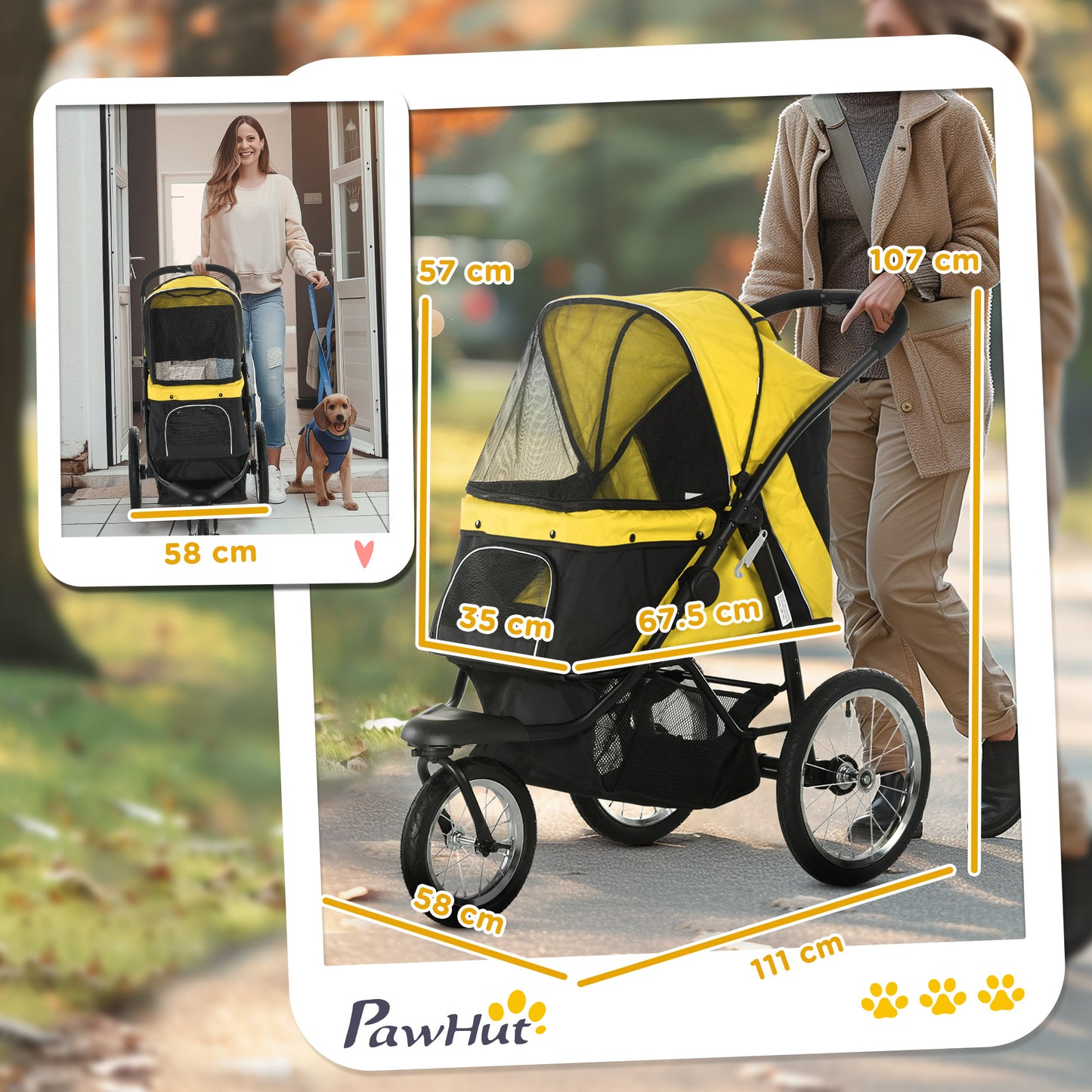 Pet Stroller Jogger For Medium Small Dogs Foldable Cat Pram Aosom UK