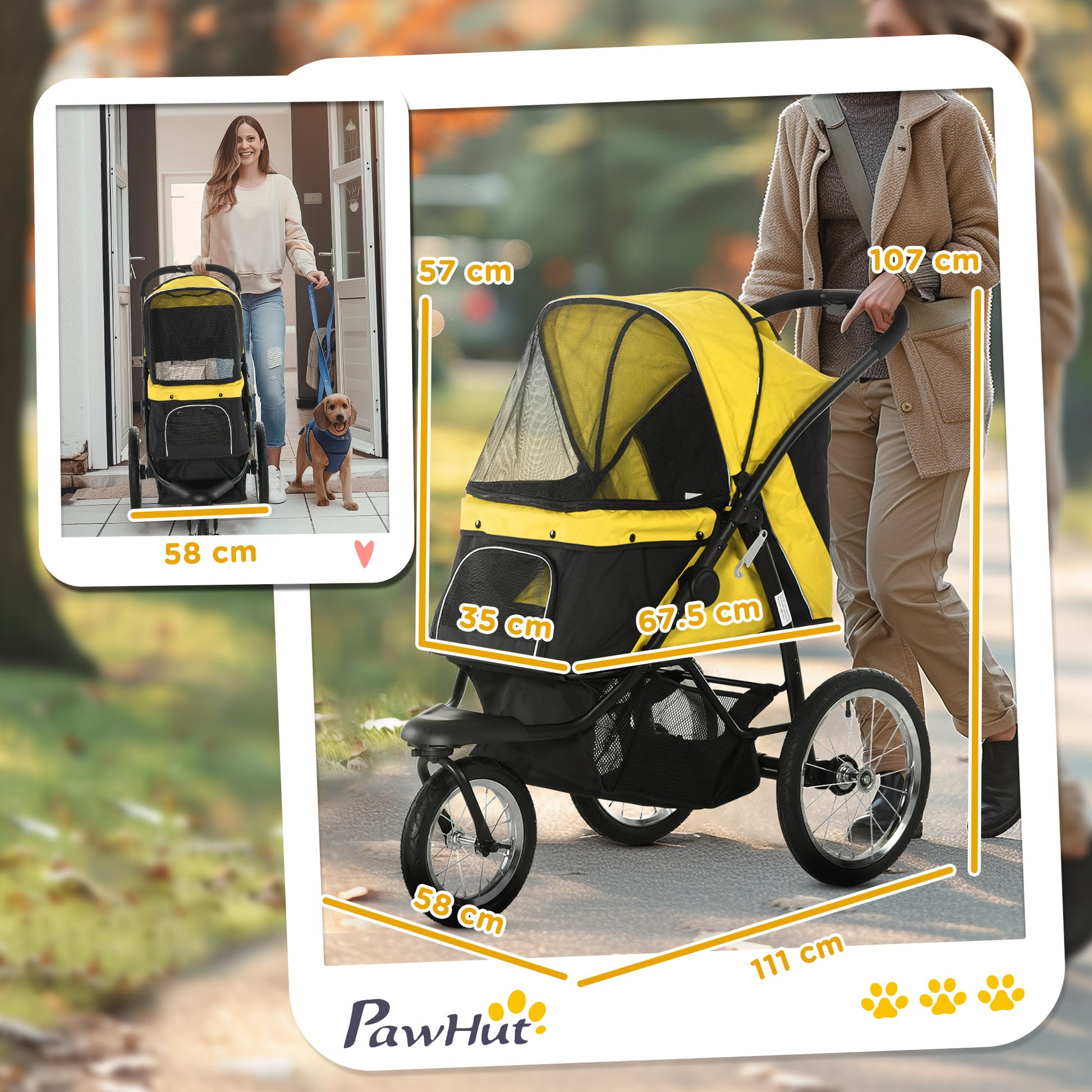 Pet Stroller Jogger For Medium Small Dogs Foldable Cat Pram Aosom UK