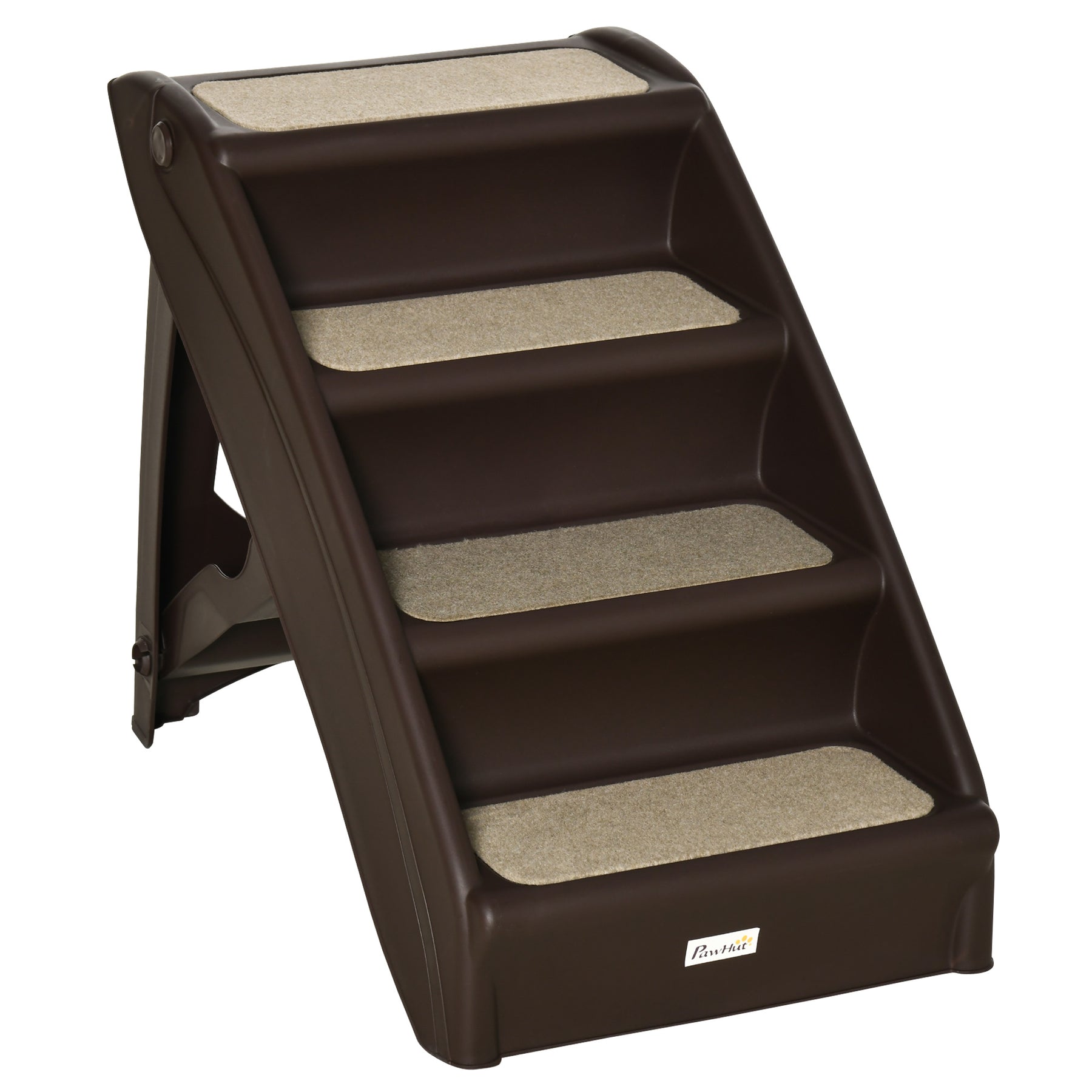 Foldable Pet Stairs, 4-Step for Cats Small Dogs with Non-slip Mats, Dark Brown