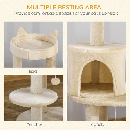 PawHut Cat Tree Tower with House, Perches & Sisal Scratching Posts Cat Tree PawHut