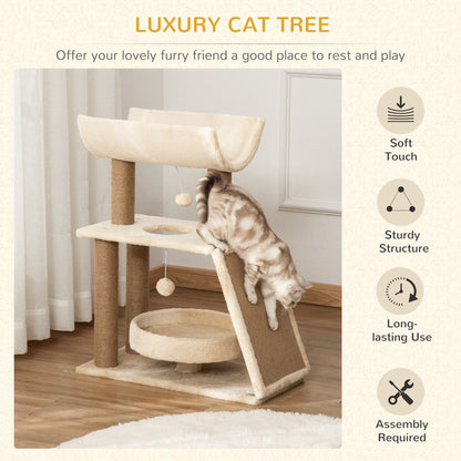 Cat Climbing Tree Scratch Pad Cosy Bed Perch Play Ball Aosom UK