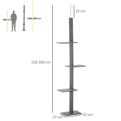 Cat Tree Tower Floor To Ceiling With 3 Perches Scratching