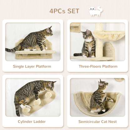 Wall Mounted Cat Shelves Set Climbing Activity Centre Aosom UK