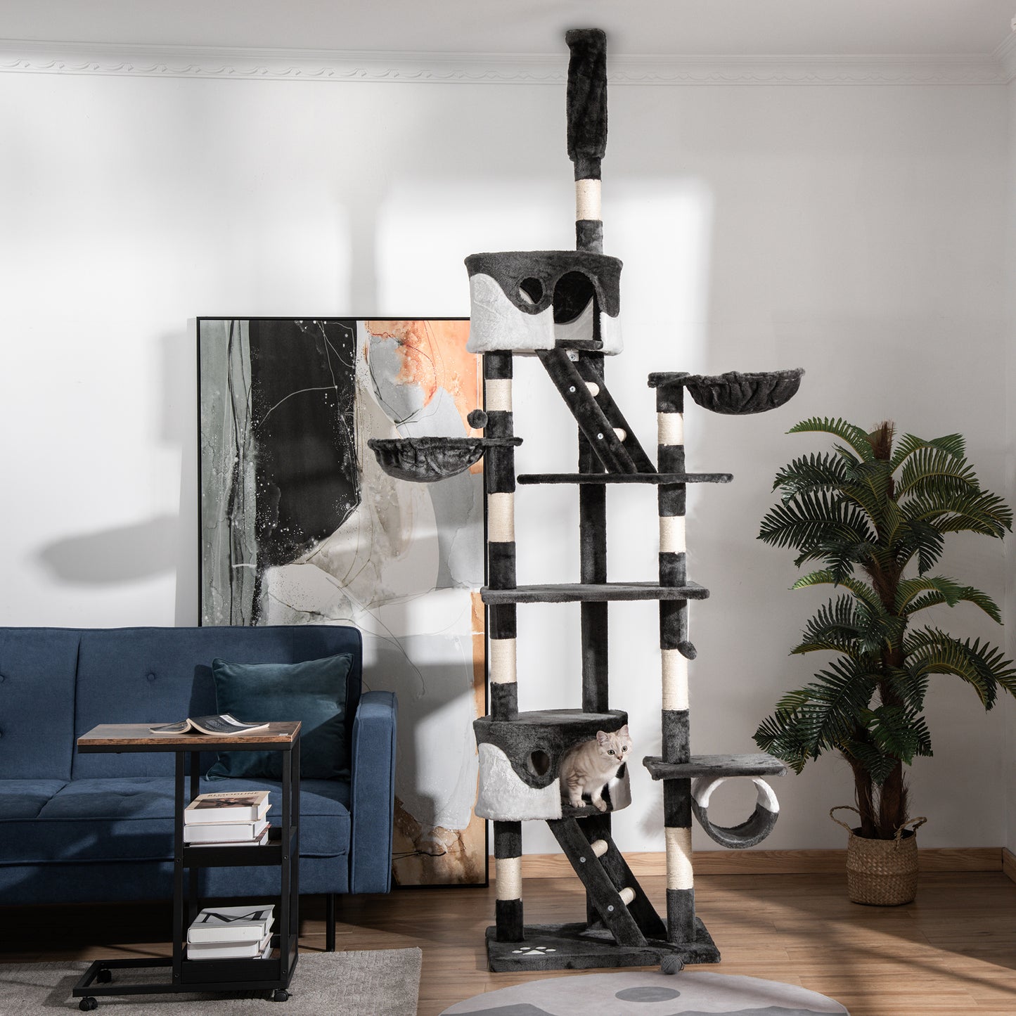 Adjustable Cat Tree Condo Kitten Playhouse With Scratching