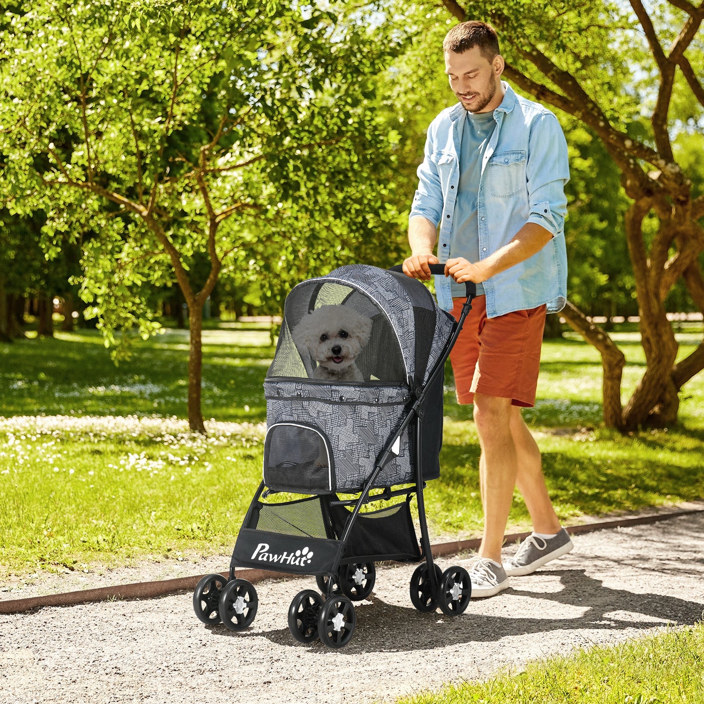 Pet Stroller Dog Pushchair Cat Travel Carriage Foldable W Aosom UK