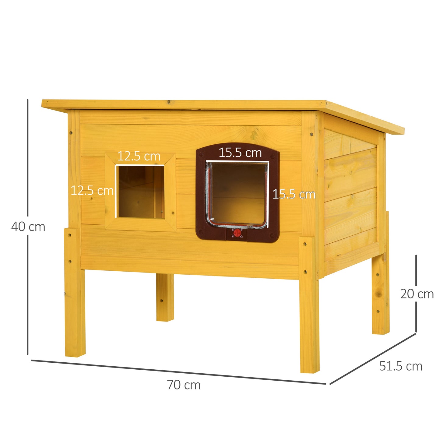 Garden Wooden Cat House Hide Cage Outdoor Pet Play Home Aosom UK