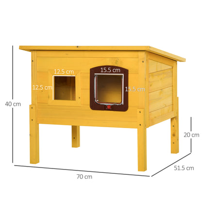 Garden Wooden Cat House Hide Cage Outdoor Pet Play Home Aosom UK