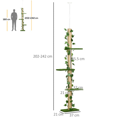 Floor To Ceiling Cat Tree Adjustable Kitten Tower Anti Slip