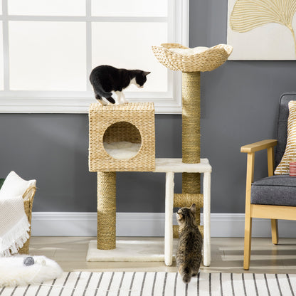 Natural Cat Tree with Scratching Posts, House & Bed Cat Tree PawHut