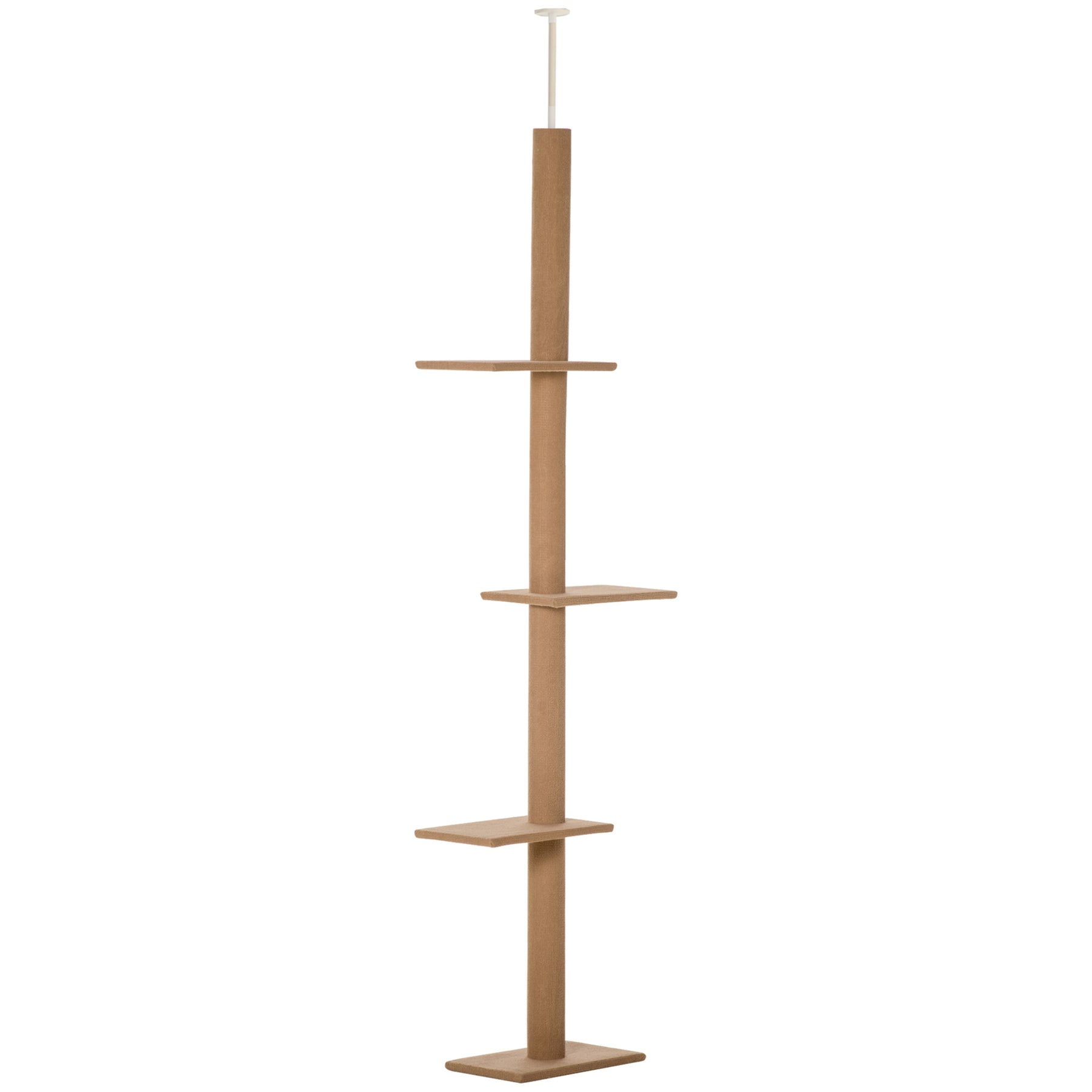 Floor to Ceiling Cat Tree with 3 Perches and Flannel Upholstery, Activity & Rest Tower, Brown