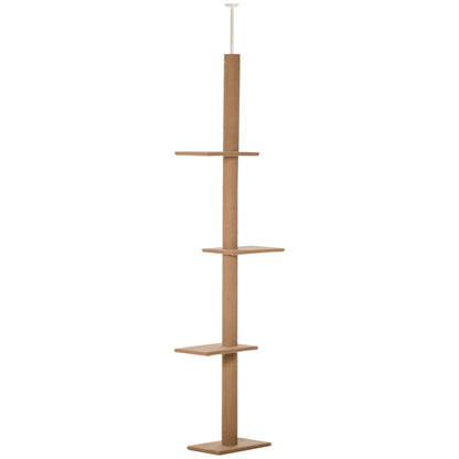 Floor To Ceiling Cat Tree With 3 Perches And Flannel