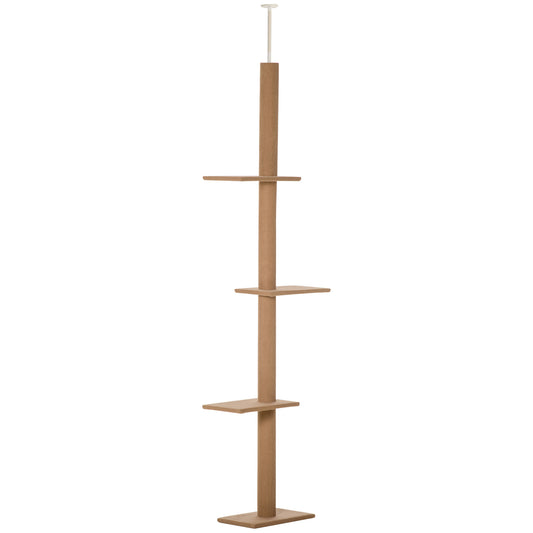Floor To Ceiling Cat Tree With 3 Perches And Flannel