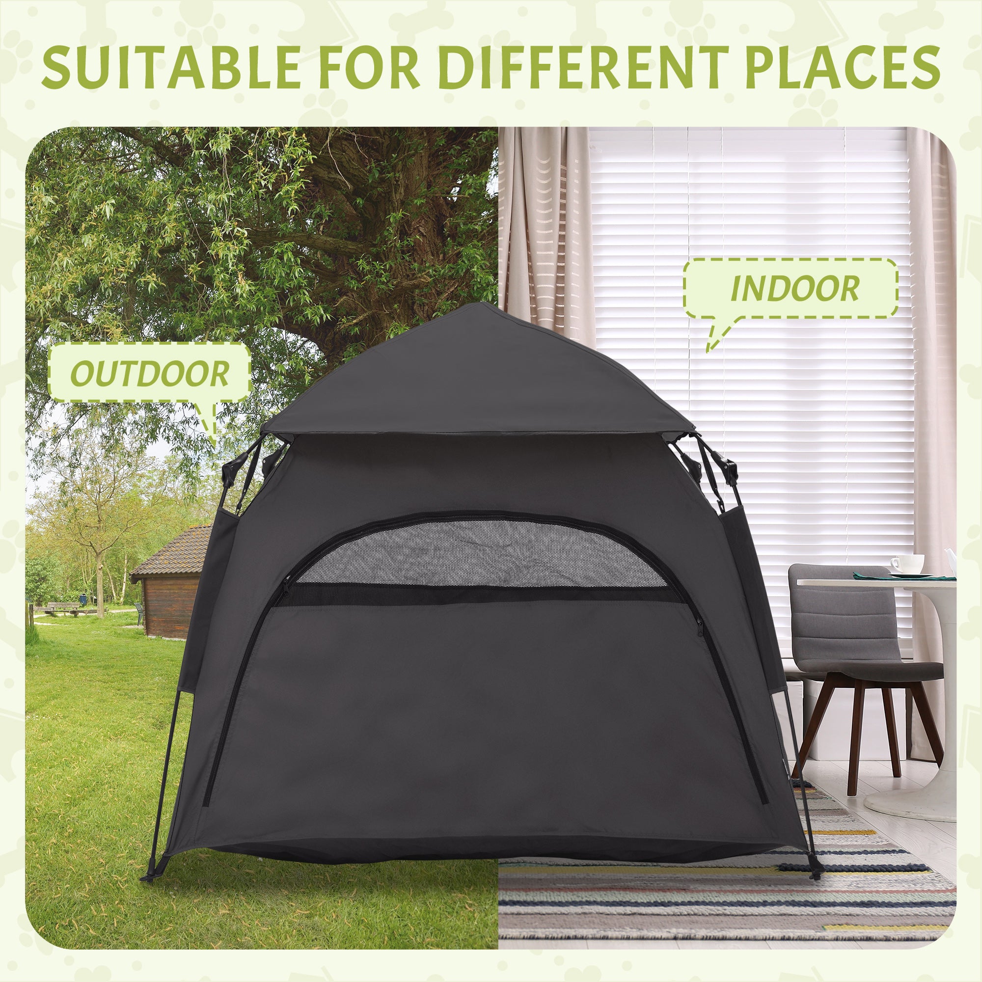Foldable Dog Cat Tent with Waterproof Oxford, Carry Bag for Extra Large Dog, Charcoal Grey