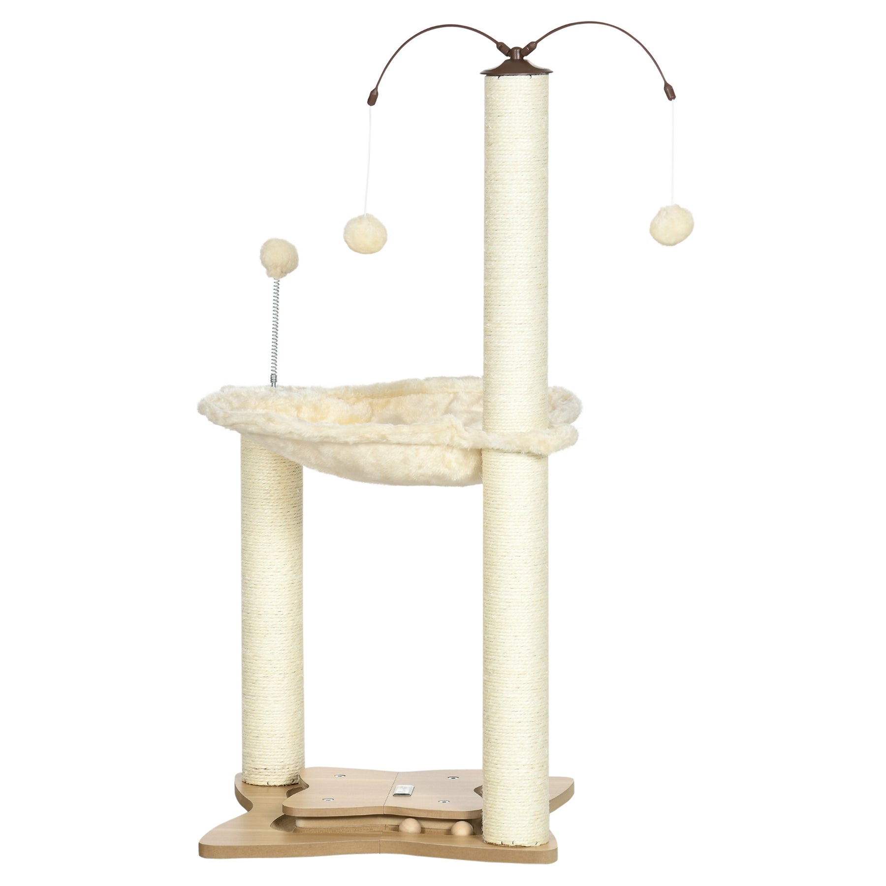Cat Tree Indoor Kitten Play Tower, Sisal Scratching Posts with Hammock & Ball Toy, Beige