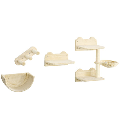Wall Mounted Cat Shelves Set Climbing Activity Centre Aosom UK Default Title