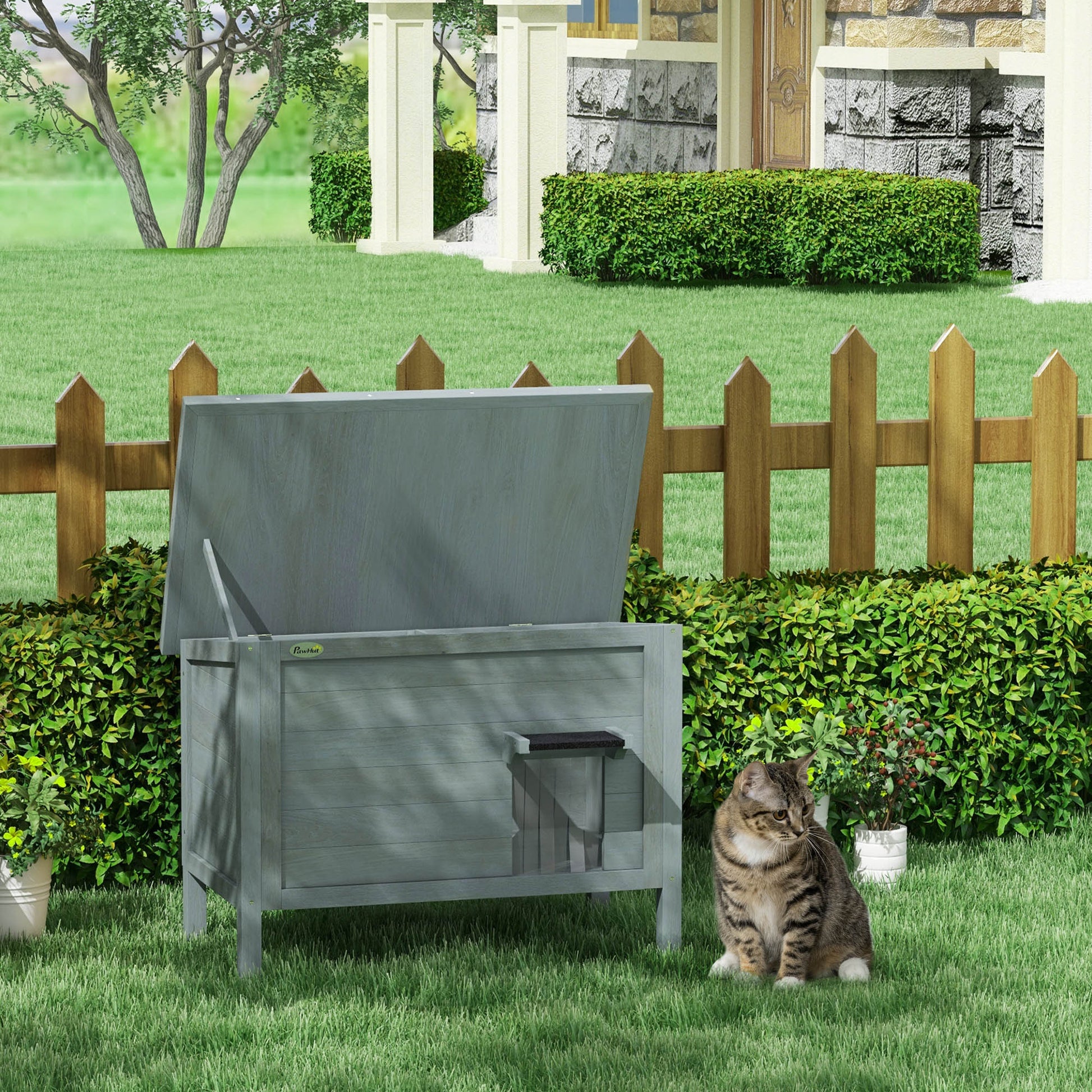 Outdoor Cat House Wooden Insulated With Removable Floor Aosom UK