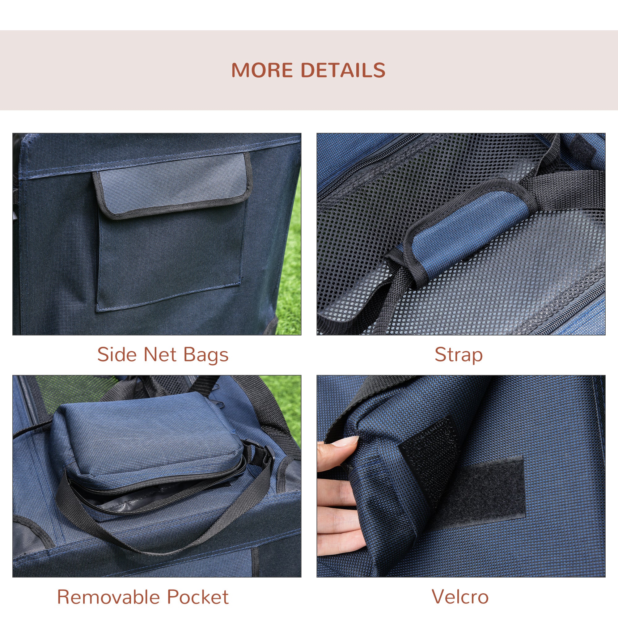 Folding Pet Carrier, Soft Portable Dog & Cat Crate with Cushion, Durable Travel Bag, Dark Blue
