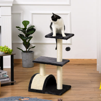 PawHut Cat Tree Tower with Scratching Post, Curved Scratching Pad & Plush Perches Cat Tree PawHut