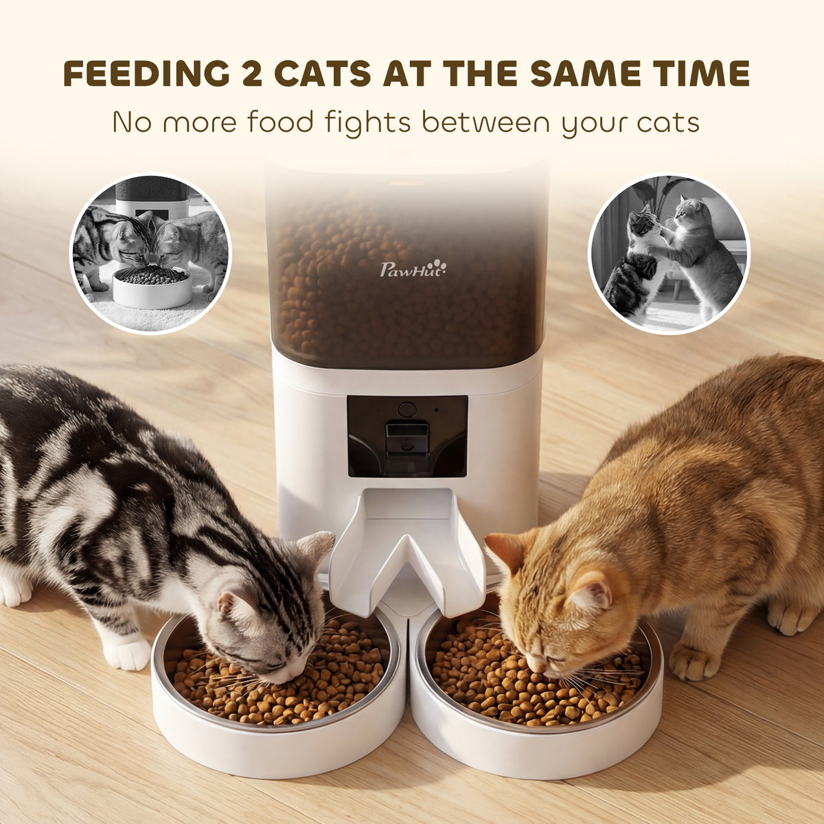 PawHut Automatic Cat Feeder for 2 Cats with HD Camera, 4G & 5G WiFi Pet Food Dispenser 6L APP Control PawHut