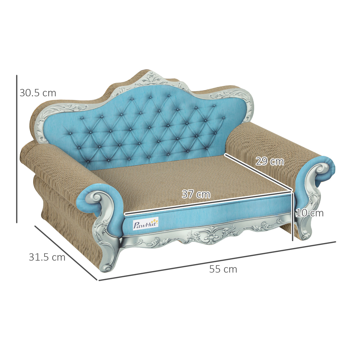 PawHut 2-in-1 Cat Scratcher with Catnip for Indoor Cats, Light Blue PawHut