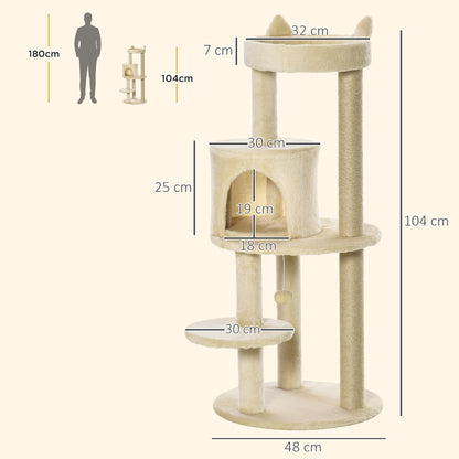 PawHut Cat Tree Tower with House, Perches & Sisal Scratching Posts Cat Tree PawHut