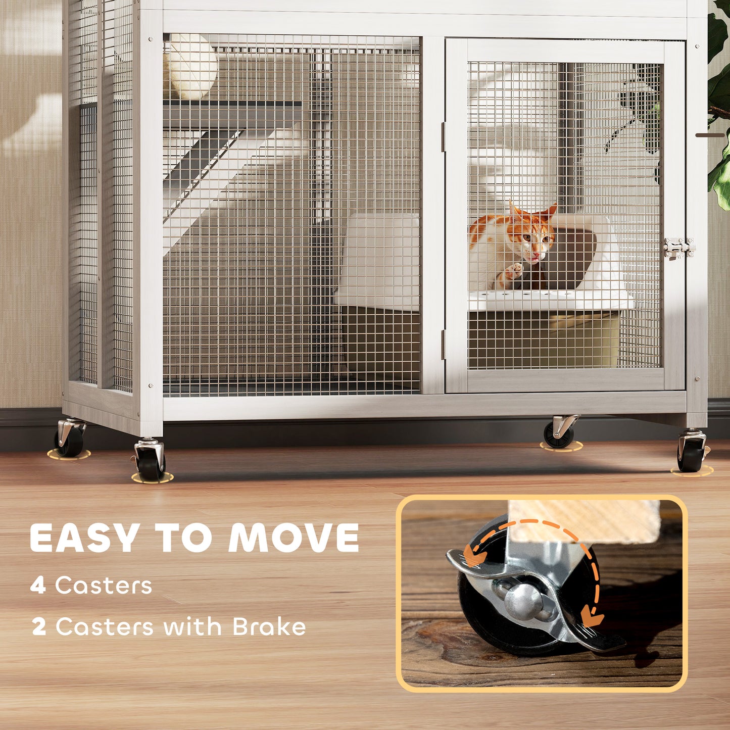 Wooden Catio Cat Outdoor Enclosure Cage With Waterproof Aosom UK