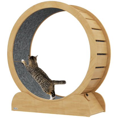 PawHut 39.4" Wooden Cat Running Wheel with Brake, Natural PawHut Default Title