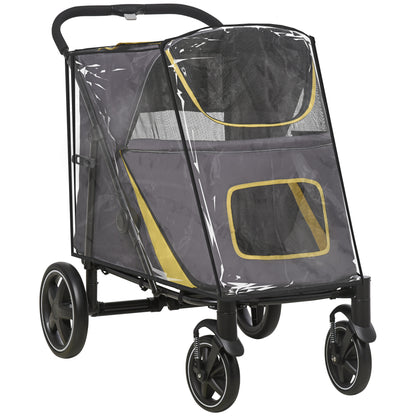 Foldable Pet Stroller With One Click Rain Cover Front Aosom UK Default Title
