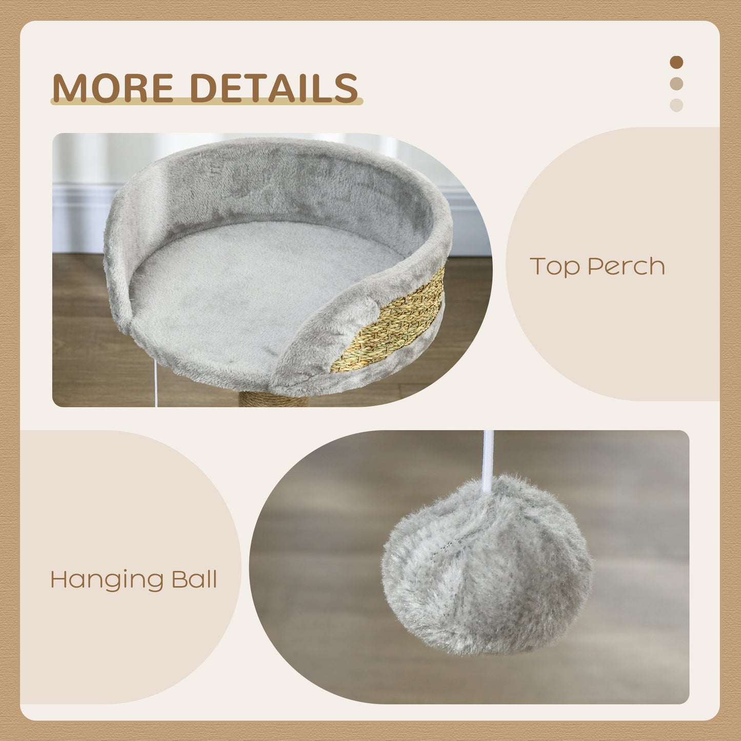 Cat Tree Tower With Scratching Posts Grey Aosom UK
