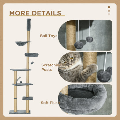 Floor To Ceiling Cat Tree 6 Tier Climbing Activity Centre