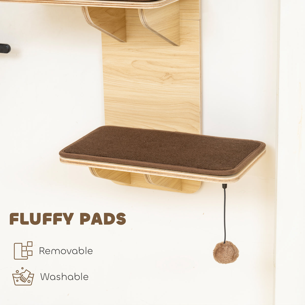PawHut 4-Level Door Mounted Cat Tree with Washable Plush Mats, Toy Balls, Door Hanging Cat Shelf for Indoor Cats PawHut