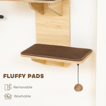 PawHut 4-Level Door Mounted Cat Tree with Washable Plush Mats, Toy Balls, Door Hanging Cat Shelf for Indoor Cats PawHut