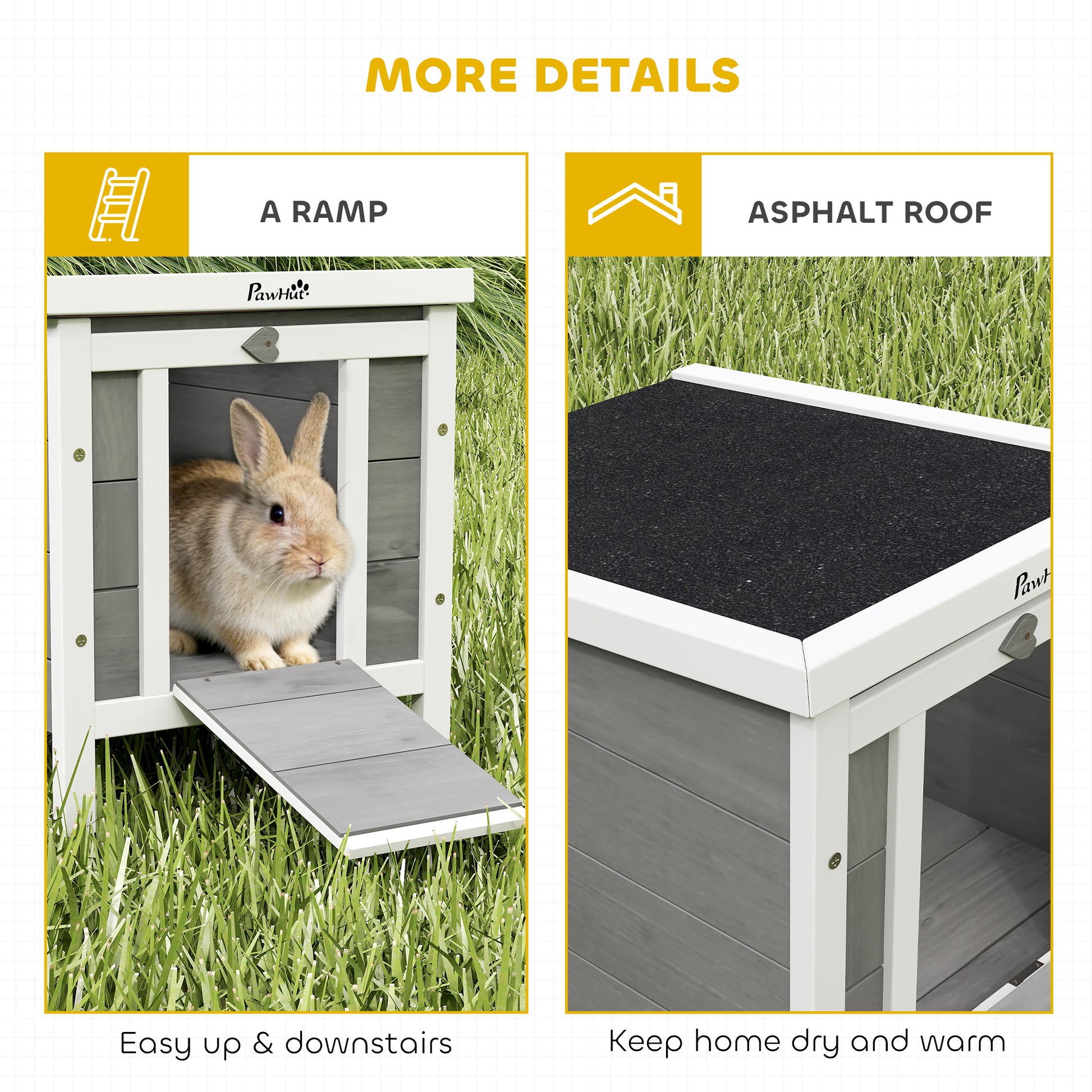 Wooden Rabbit Hutch Bunny Puppy Cage Guinea Pig Hideaway Aosom UK
