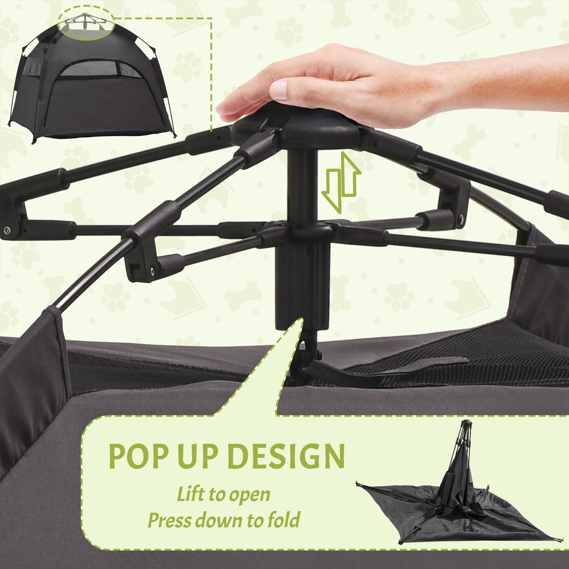 Foldable Dog Cat Tent With Waterproof Oxford Carry Bag Aosom UK