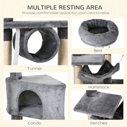 PawHut 150cm Cat Tree with Condo, Scratching Posts & Toys Cat Trees & Towers PawHut