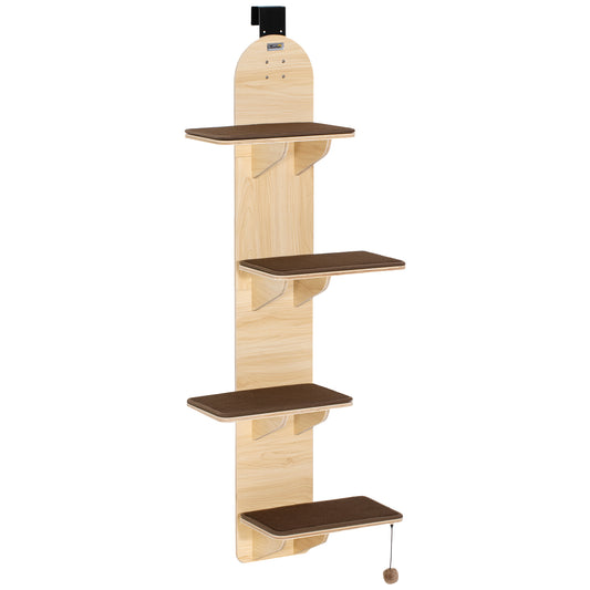 PawHut 4-Level Door Mounted Cat Tree with Washable Plush Mats, Toy Balls, Door Hanging Cat Shelf for Indoor Cats PawHut Default Title